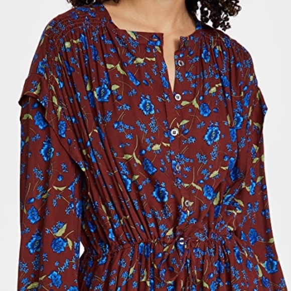 Free People Flower Fields Mini Dress in Burgundy Combo - Picture 3 of 14